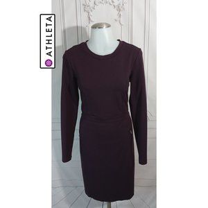 Athleta Wanderer Ponte Knit Plum Zip Dress 4 Way Stretch Sz S